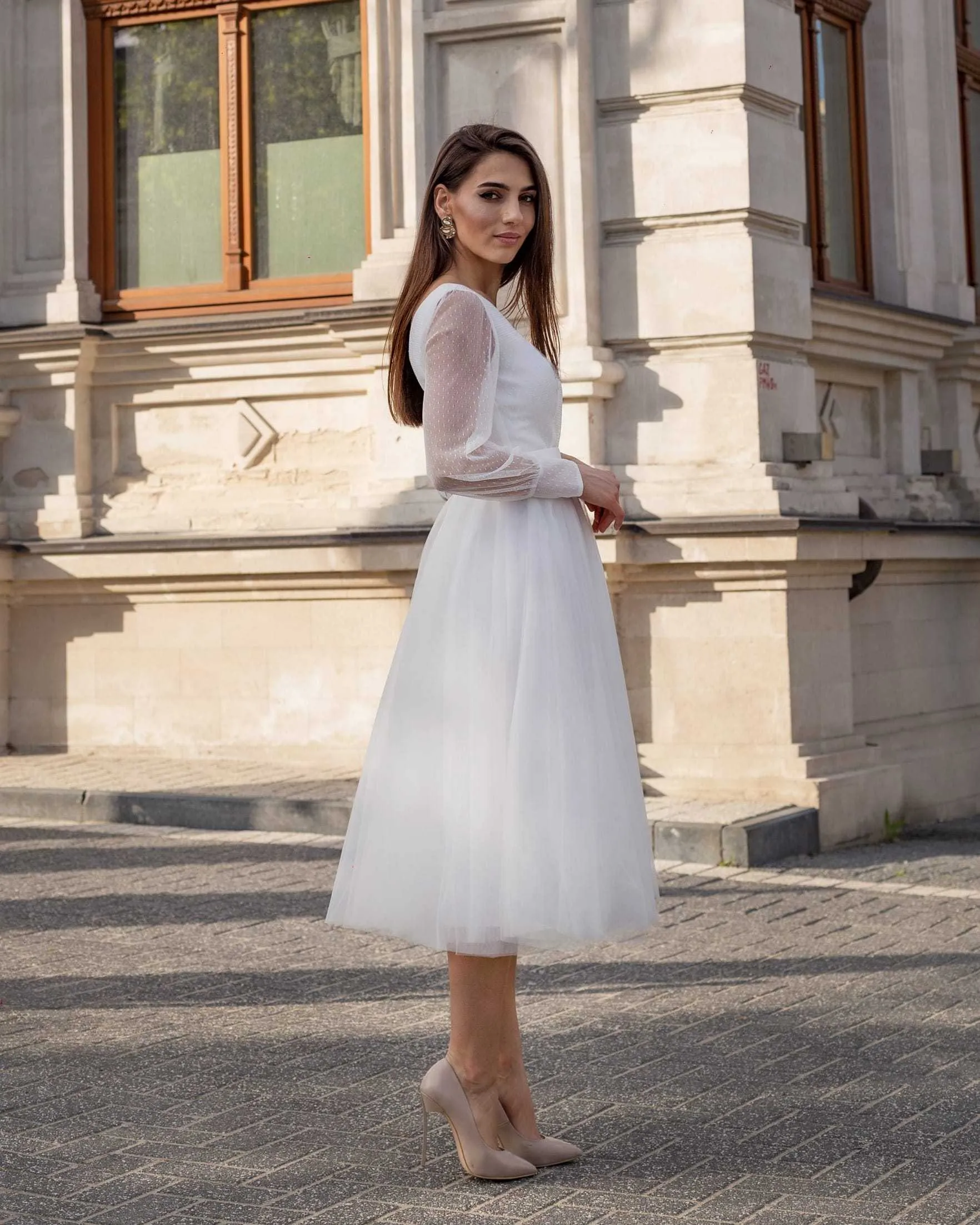 Rochie eleganta alba cununie sau inscriere civila