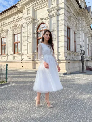 Rochie eleganta alba cununie sau inscriere civila