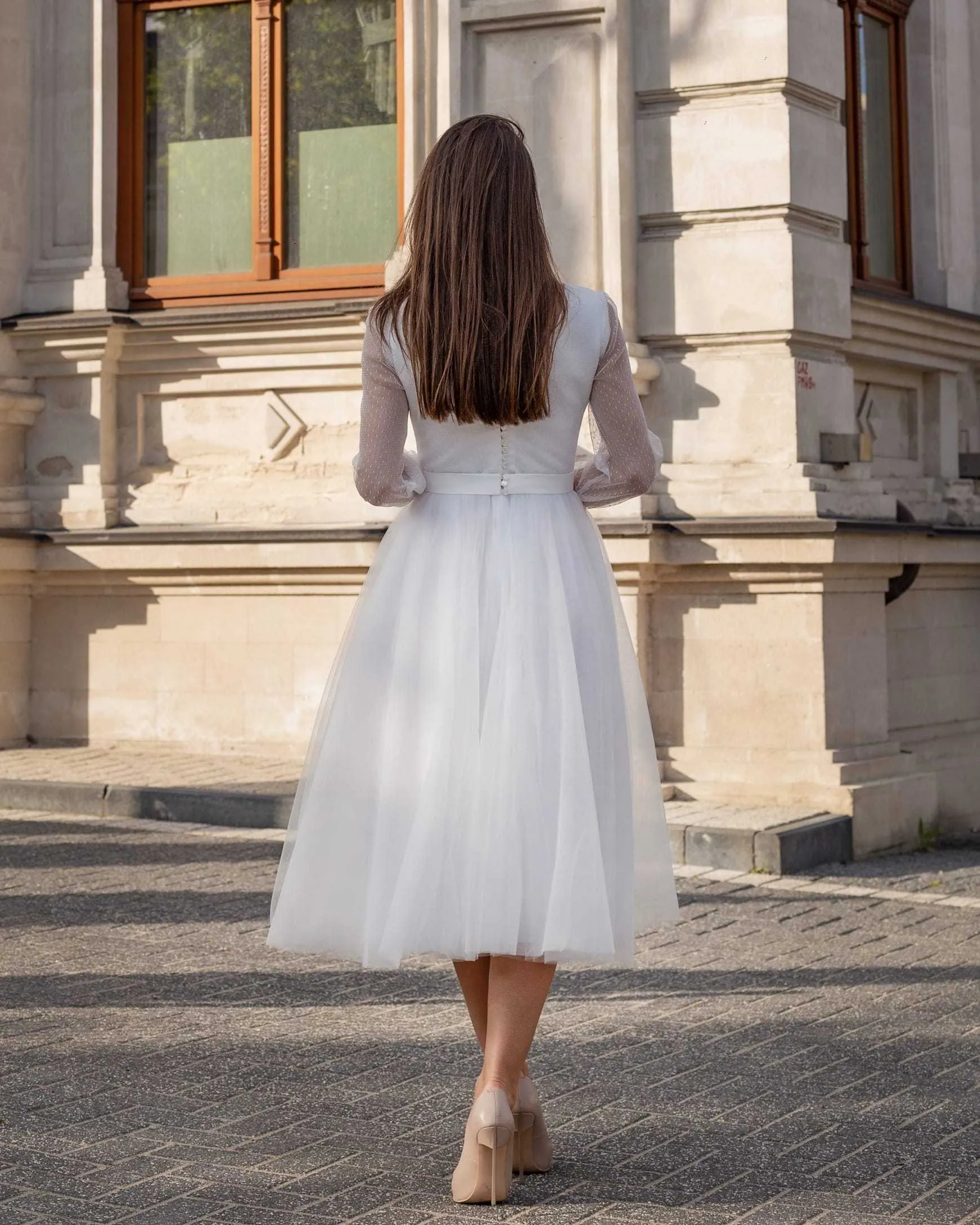 Rochie eleganta alba cununie sau inscriere civila