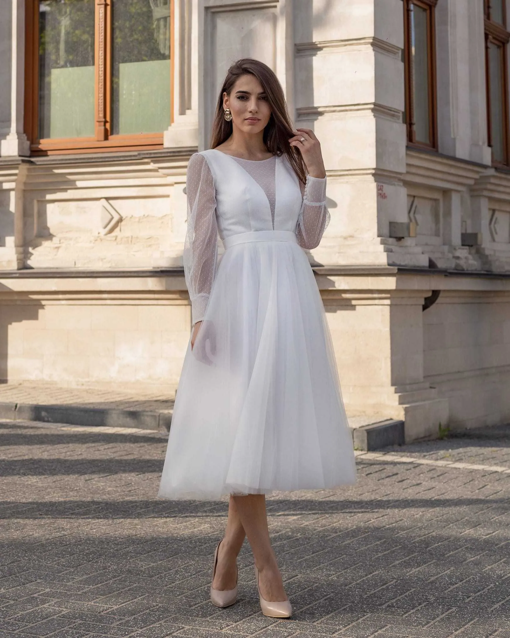 Rochie eleganta alba cununie sau inscriere civila