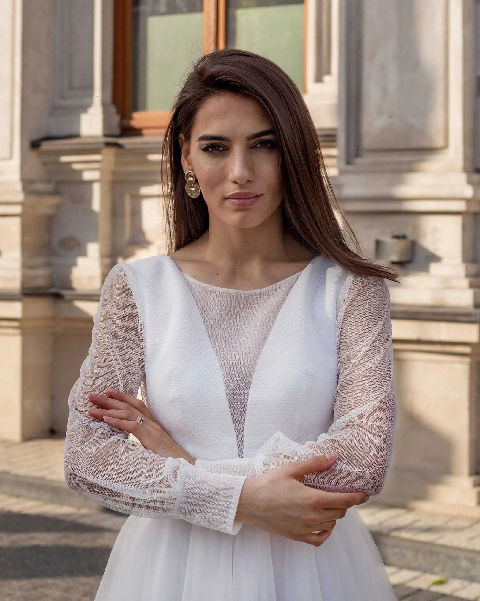 Rochie eleganta alba cununie sau inscriere civila