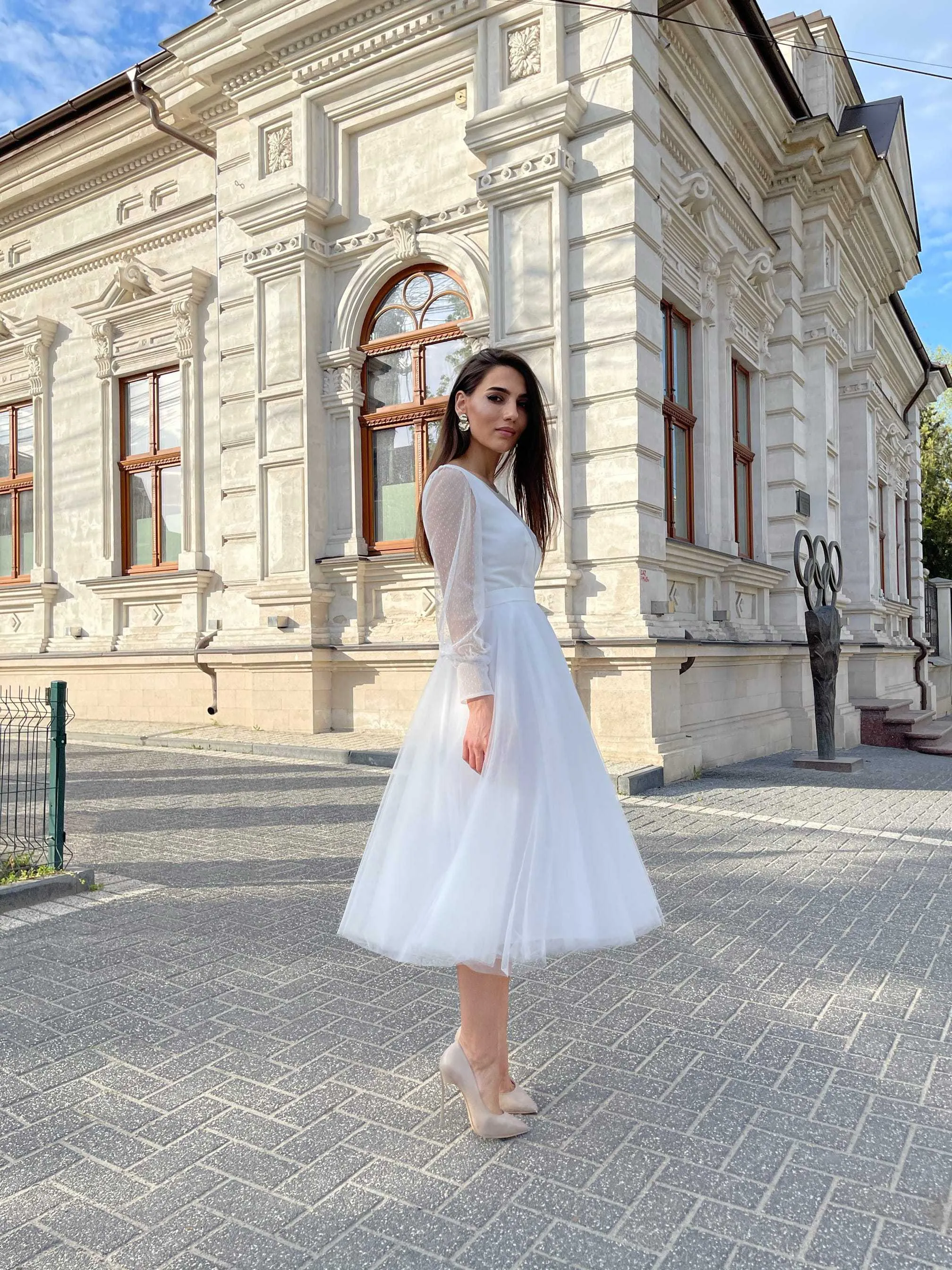 Rochie eleganta alba cununie sau inscriere civila