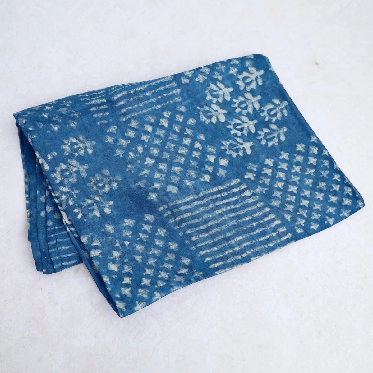 Silk Scarf ~ Soft Blue with Patterns