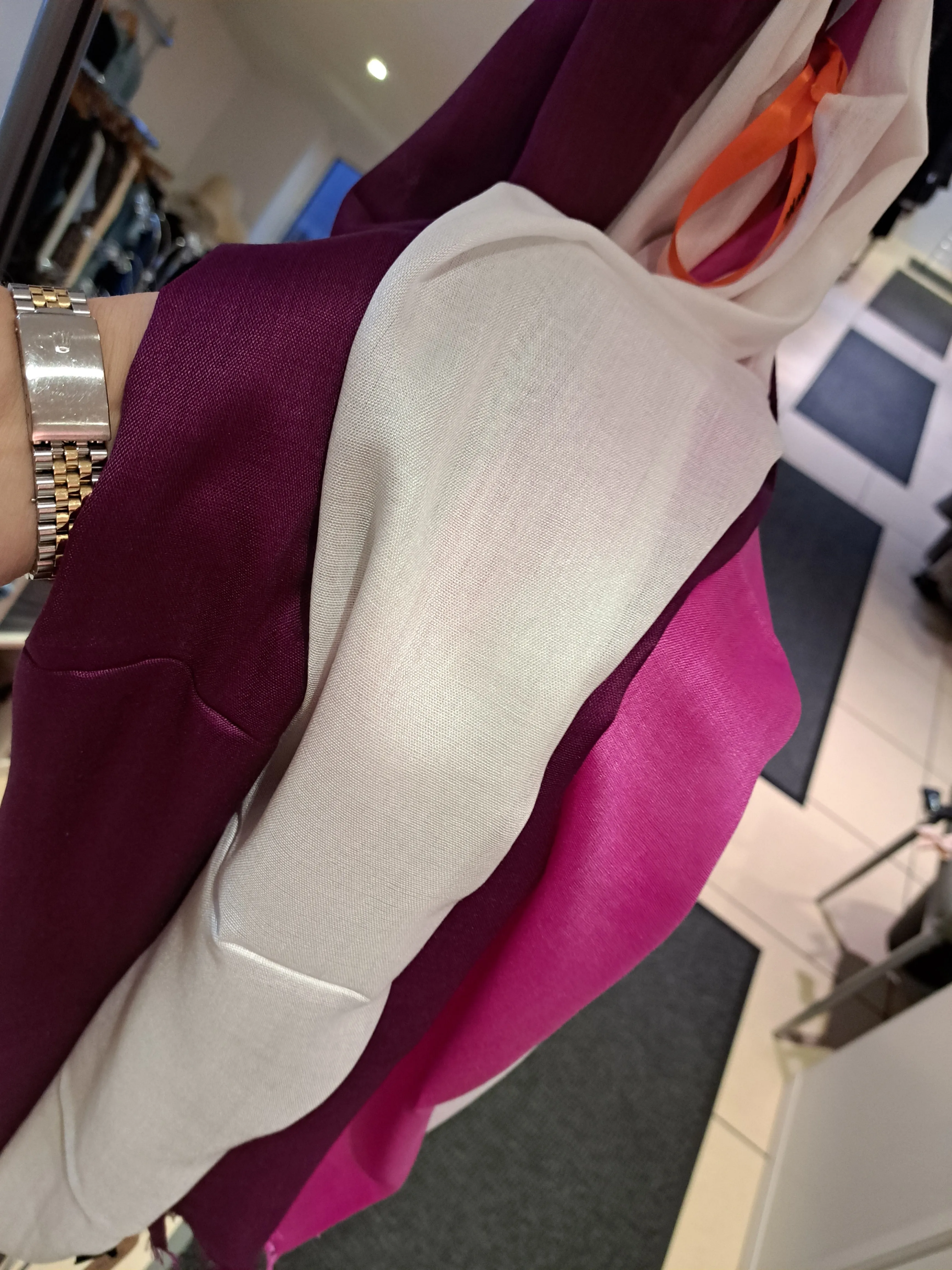 silky multi tonal scarf pinks