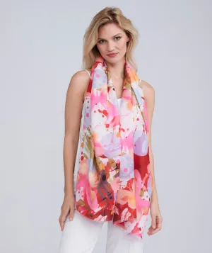 Soft Multicoloured Abstract Print Spring Scarf