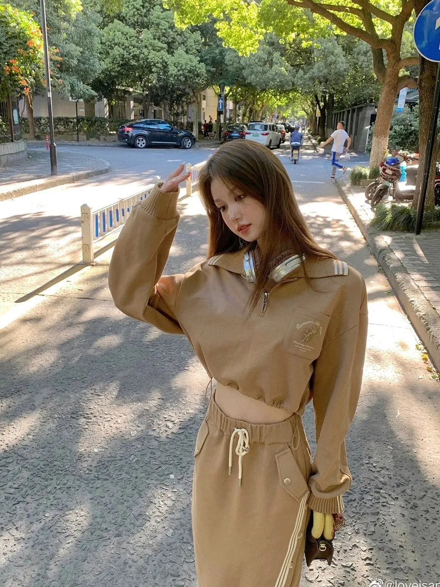 Sporty Casual Relax Pullover&Skirt