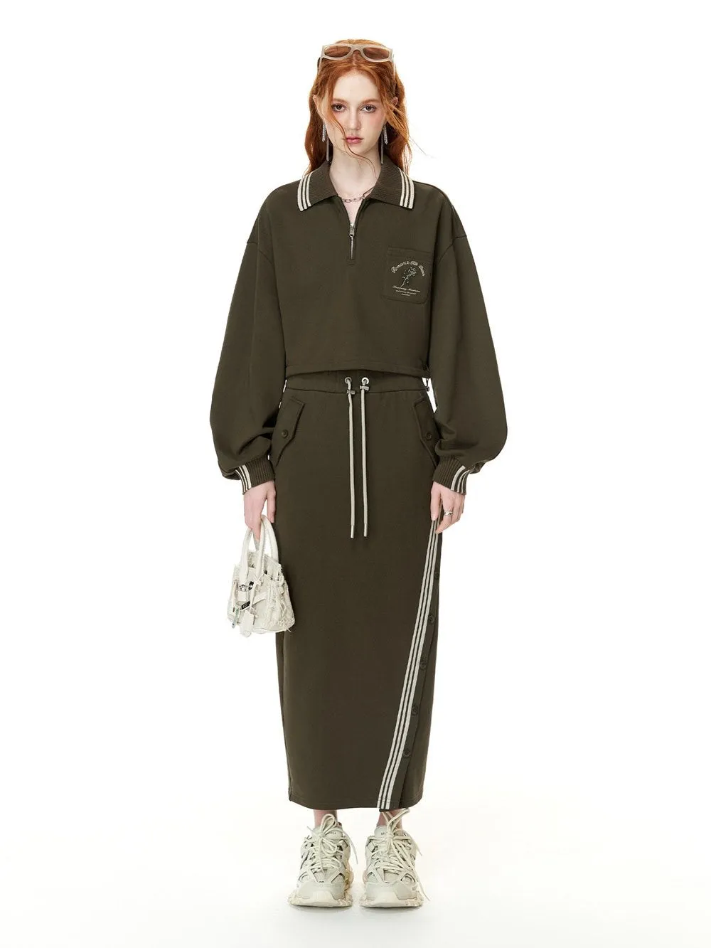 Sporty Casual Relax Pullover&Skirt