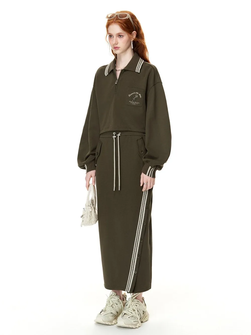 Sporty Casual Relax Pullover&Skirt