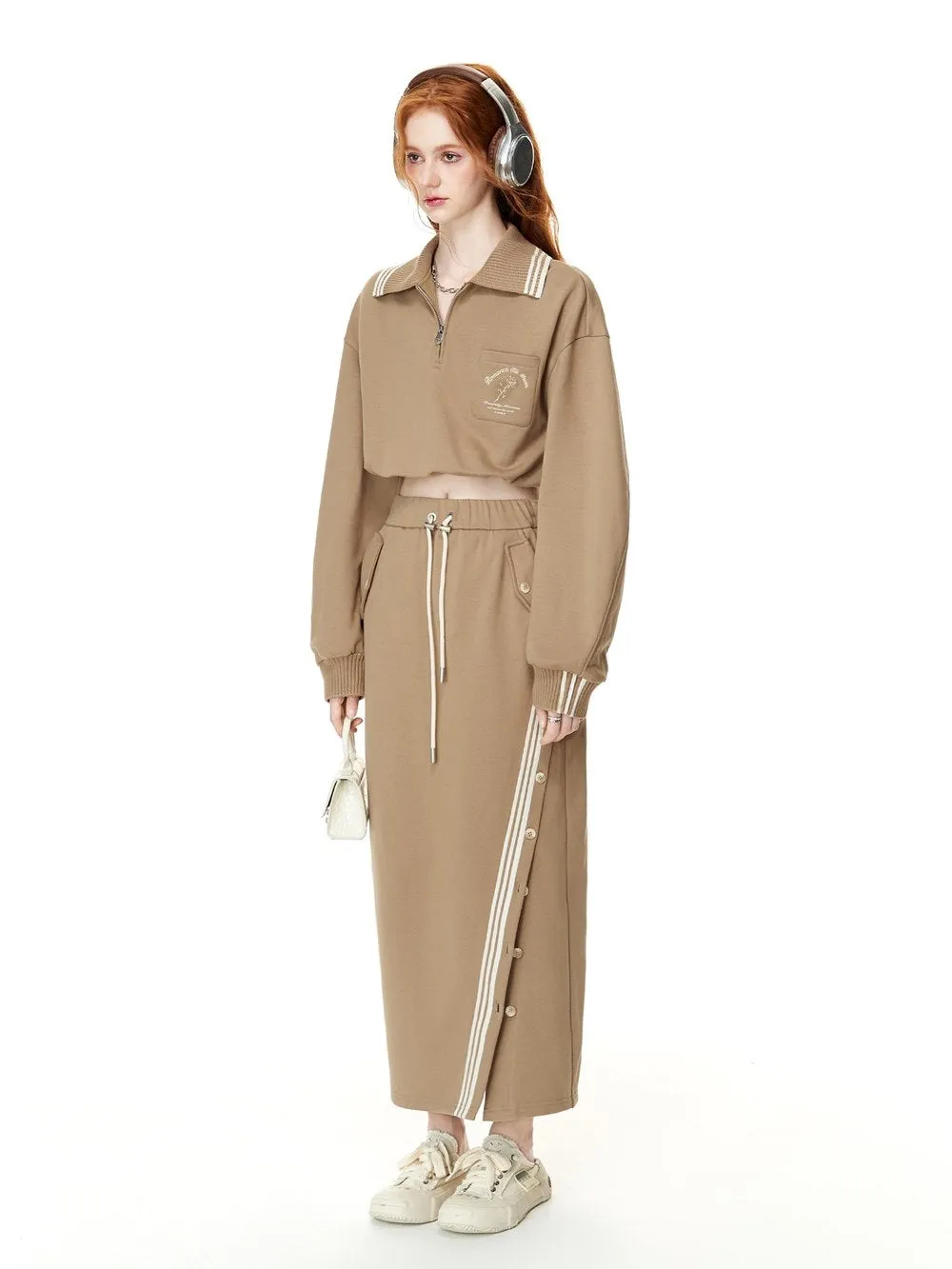 Sporty Casual Relax Pullover&Skirt