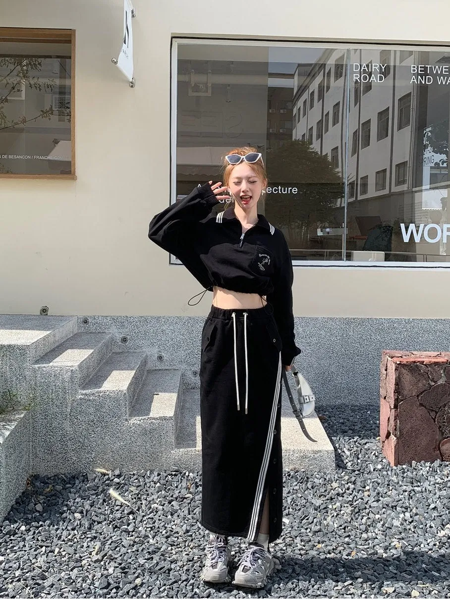 Sporty Casual Relax Pullover&Skirt