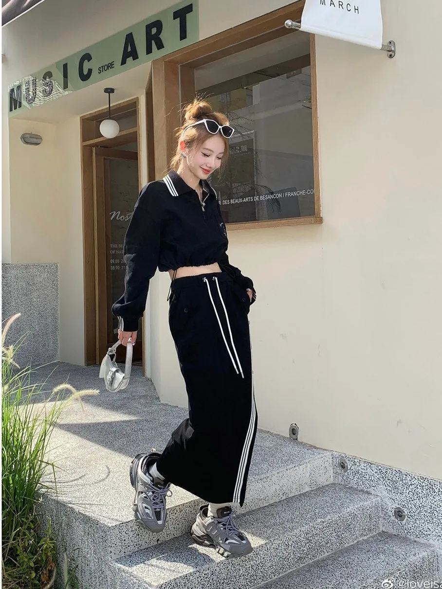Sporty Casual Relax Pullover&Skirt