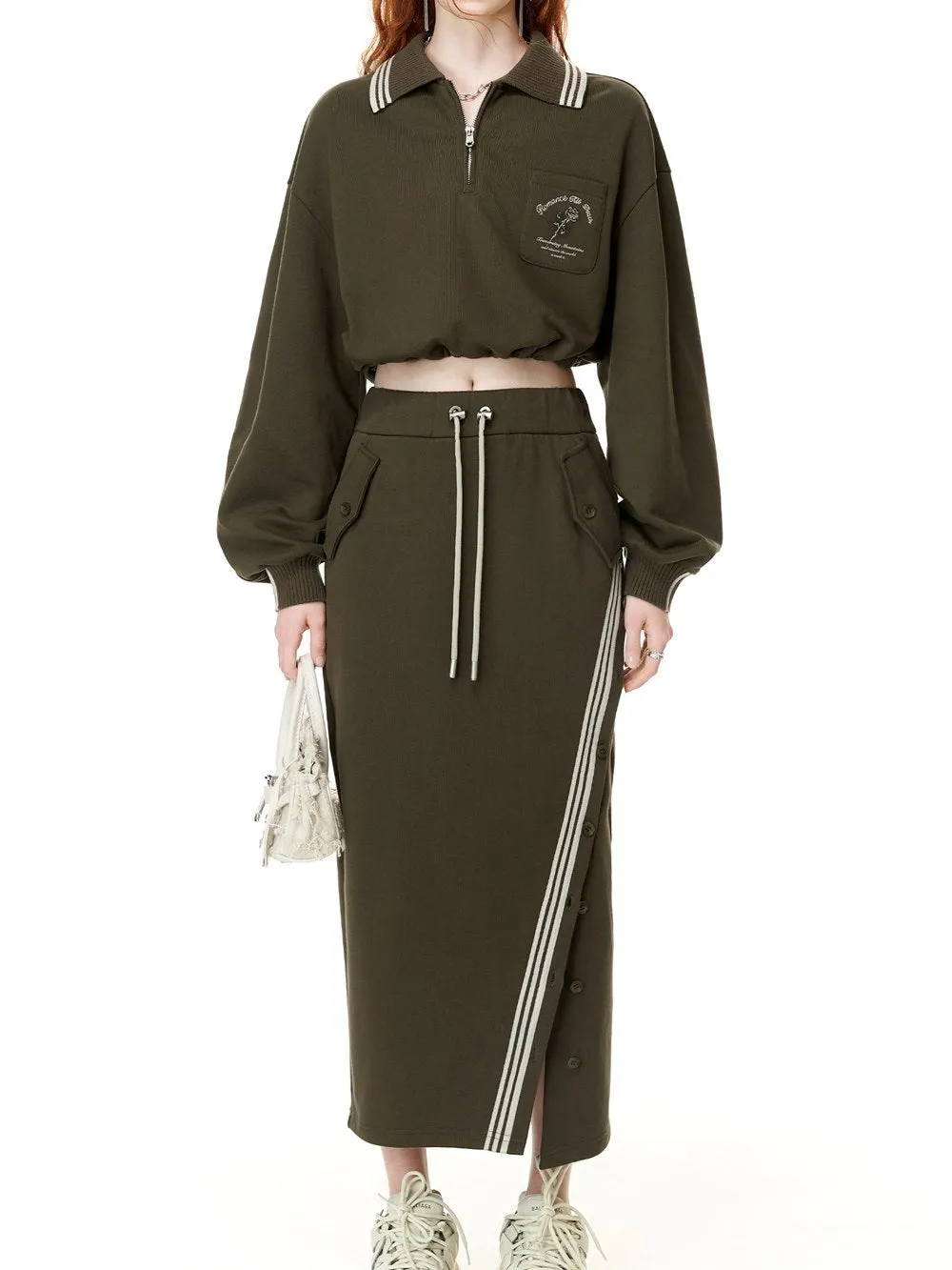 Sporty Casual Relax Pullover&Skirt