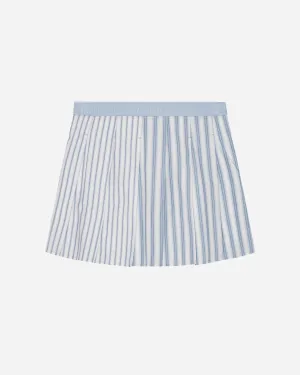 Stripe Cotton Pleated Mini Skirt