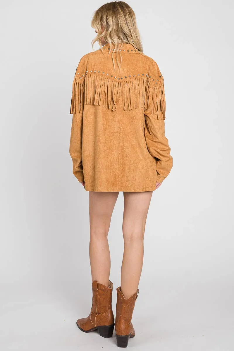 Suede Studded Fringe Jacket