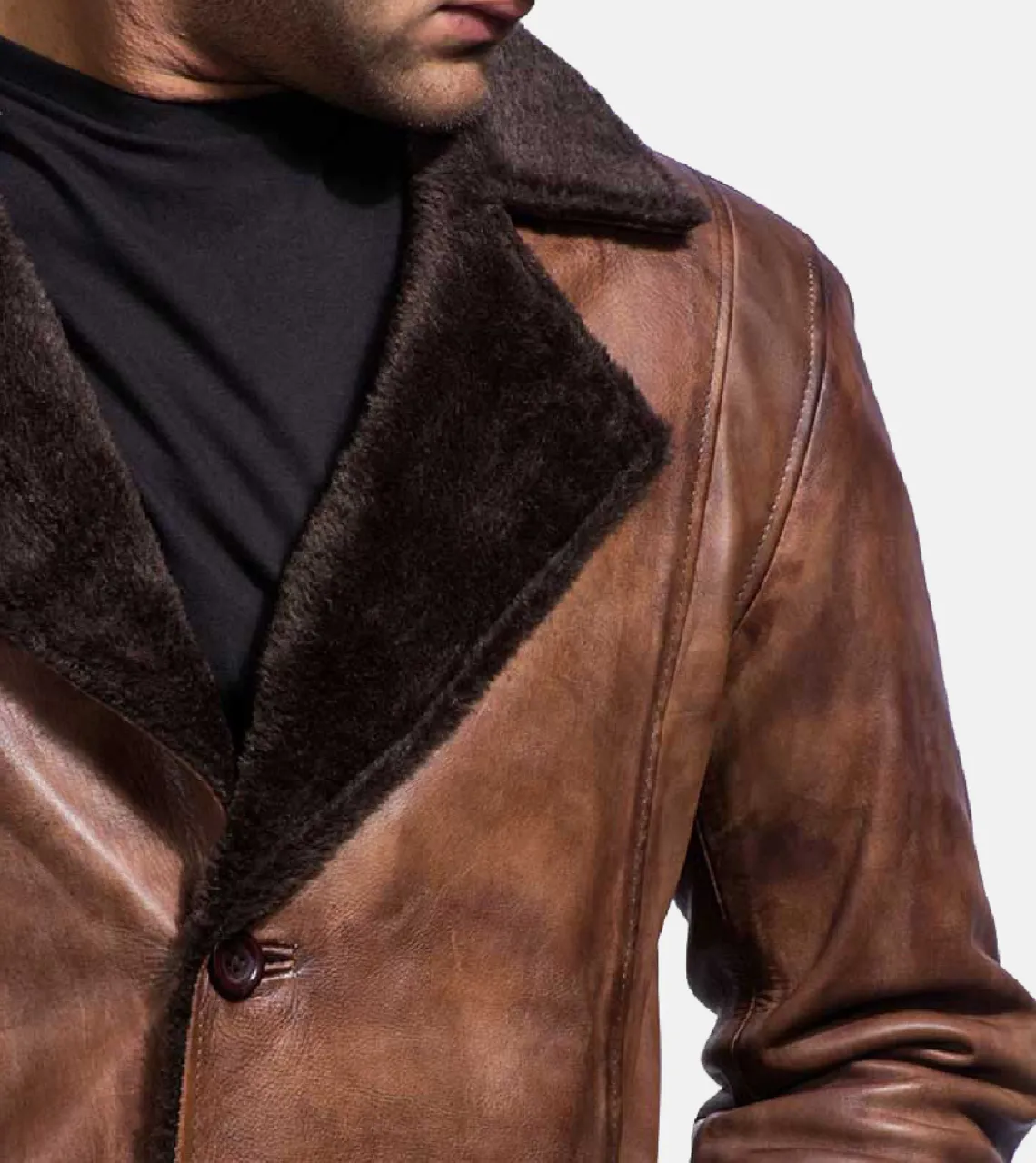 Sven Men's Brown Shearling Leather Coat
