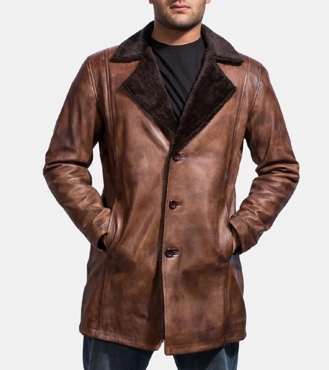 Sven Men's Brown Shearling Leather Coat