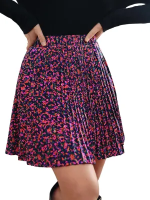 SweatyRocks Women's High Waist Mini Pleated Skater Skirt Flared A-Line Floral Short Skirt