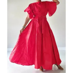 Tie up Crop Top/ Maxi Skirt Set Wax Cotton - 2 Piece Set