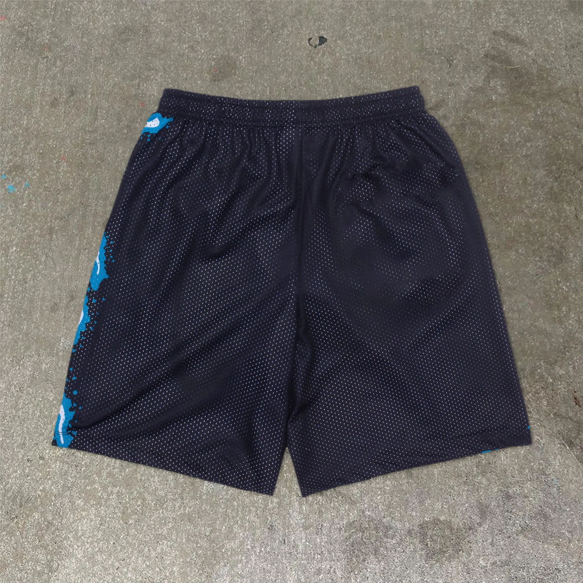 Trendy car print mesh sports shorts