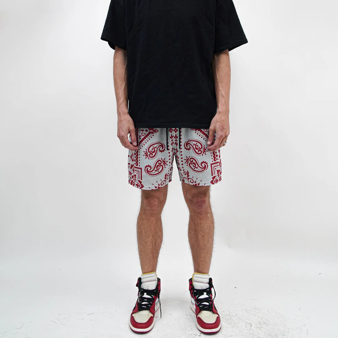 Trendy cashew flower retro mesh shorts