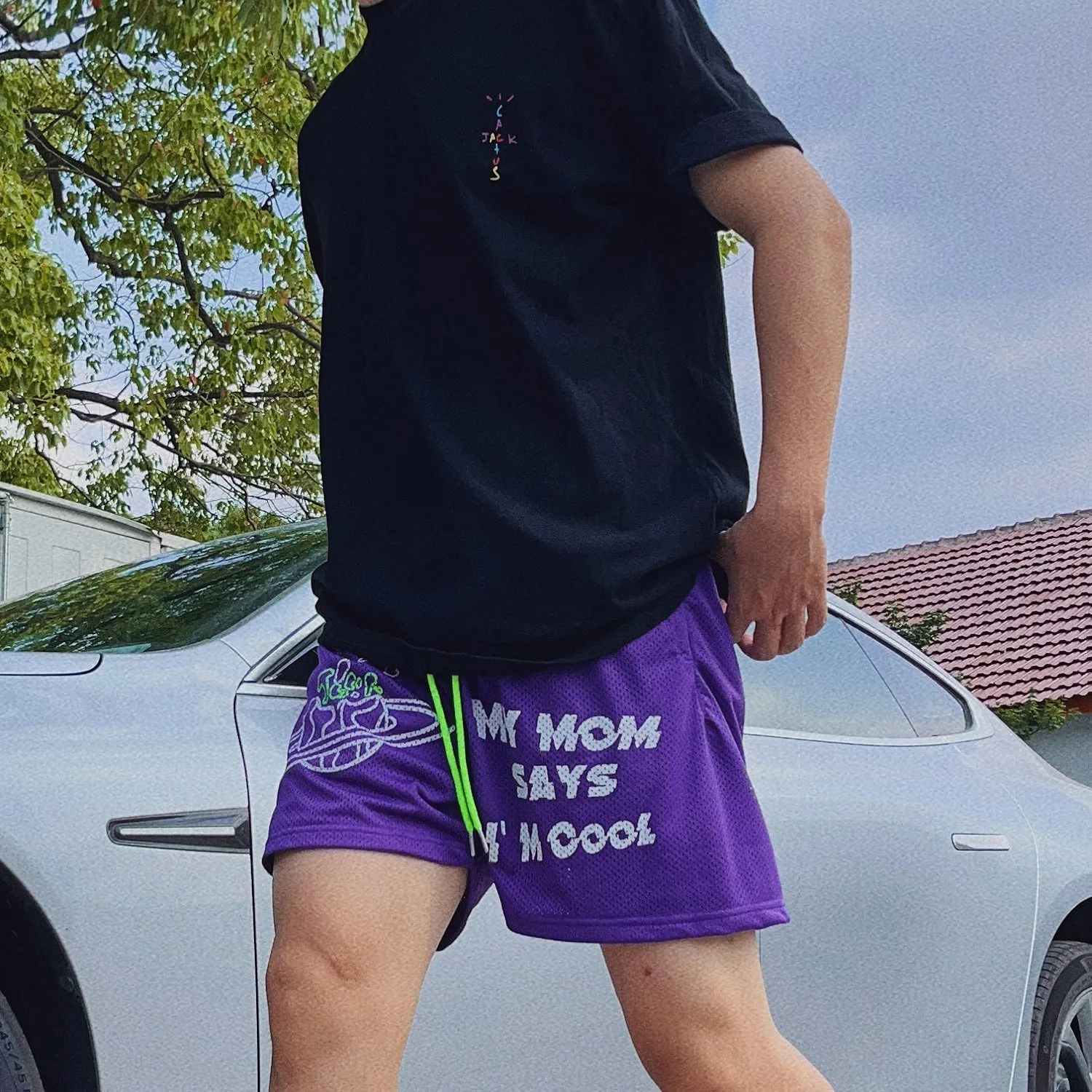 Trendy Personalized Letter Print Track Shorts