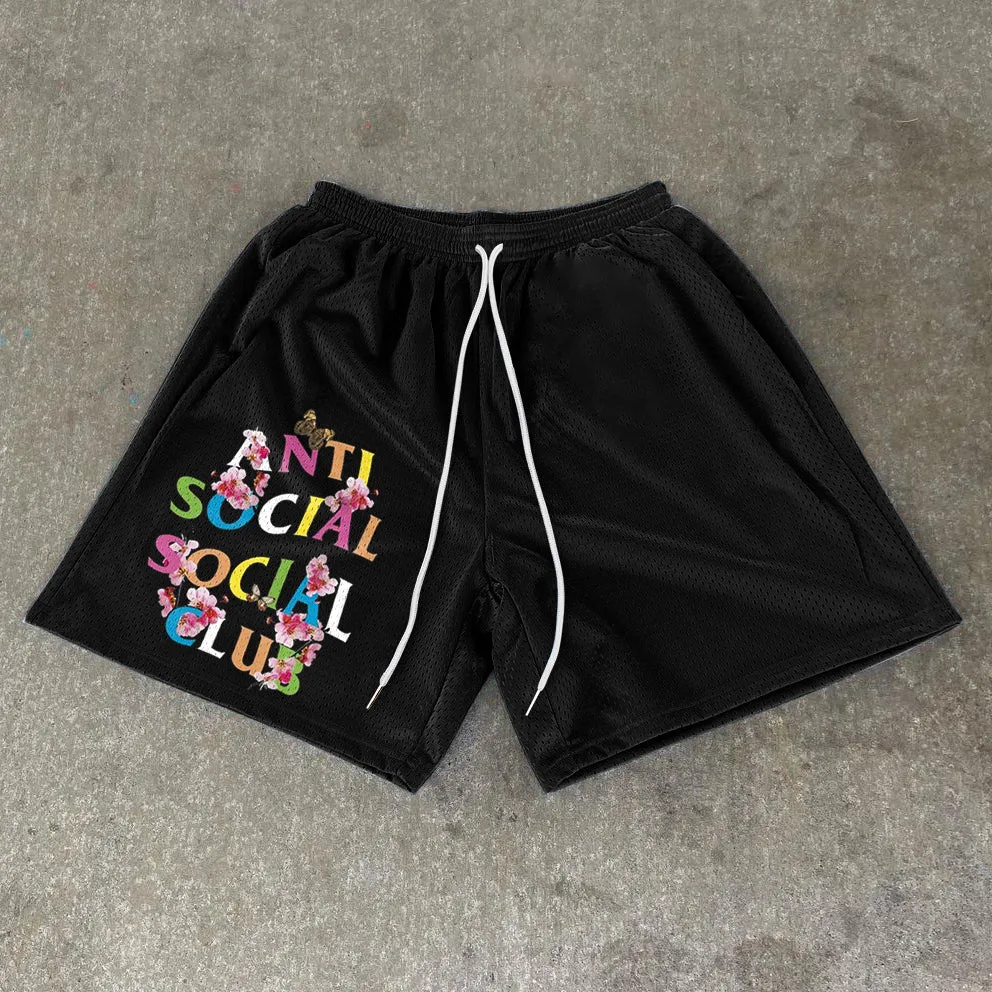 Trendy Print Fashion Hip Hop Mesh Shorts