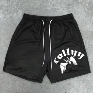 Trendy retro angel print shorts