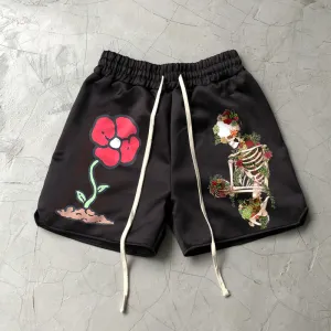 Trendy Skull Print Street Shorts