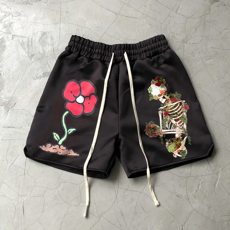 Trendy Skull Print Street Shorts