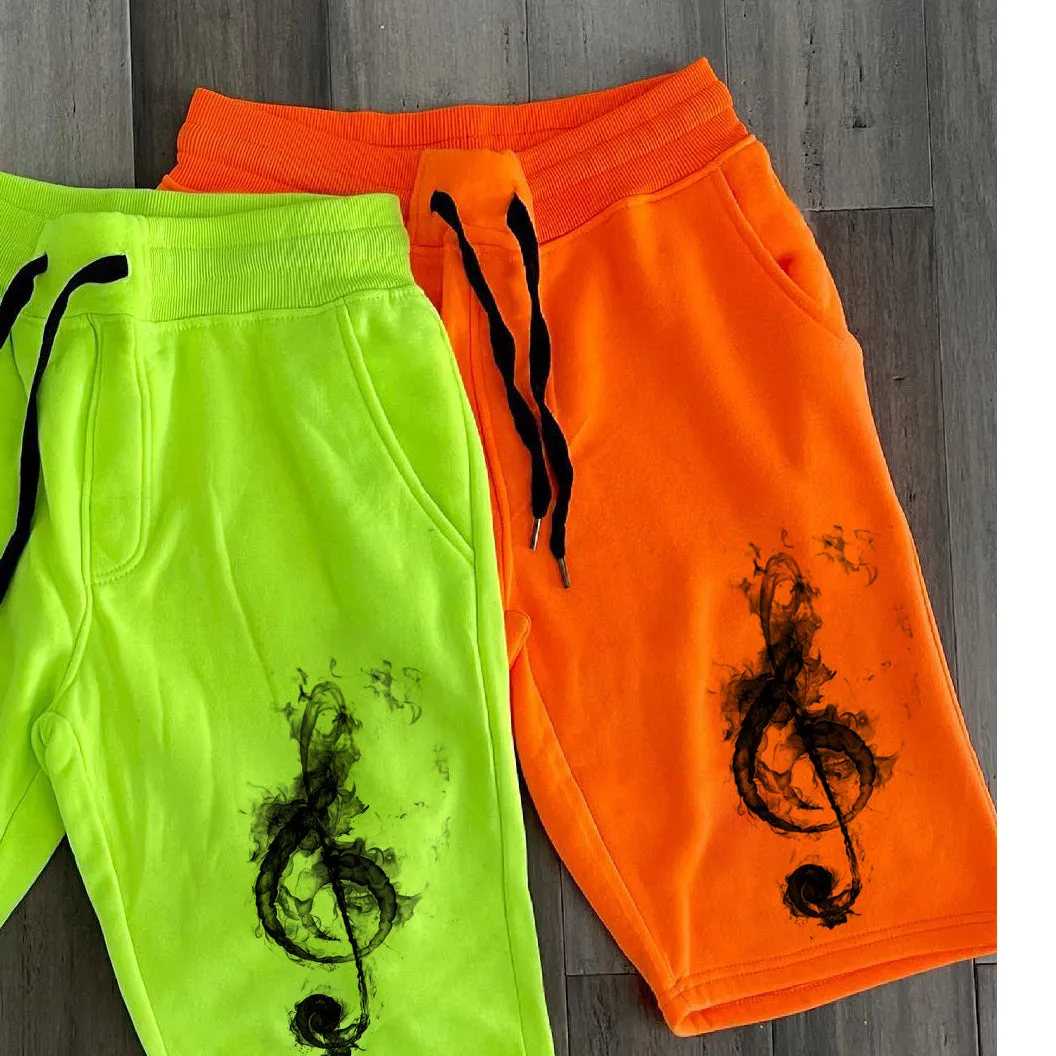 Trendy solid color print street shorts