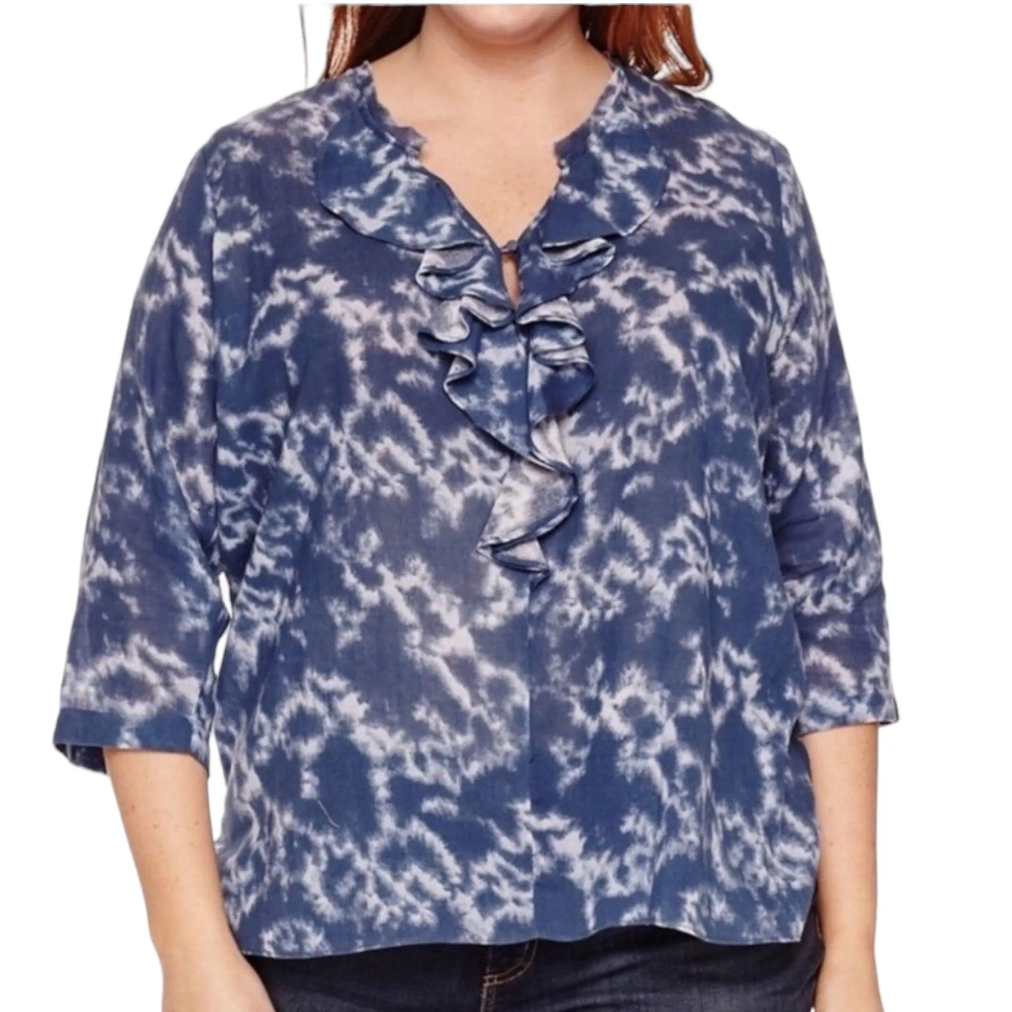 V Neck Tie Dye Blouse