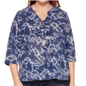 V Neck Tie Dye Blouse