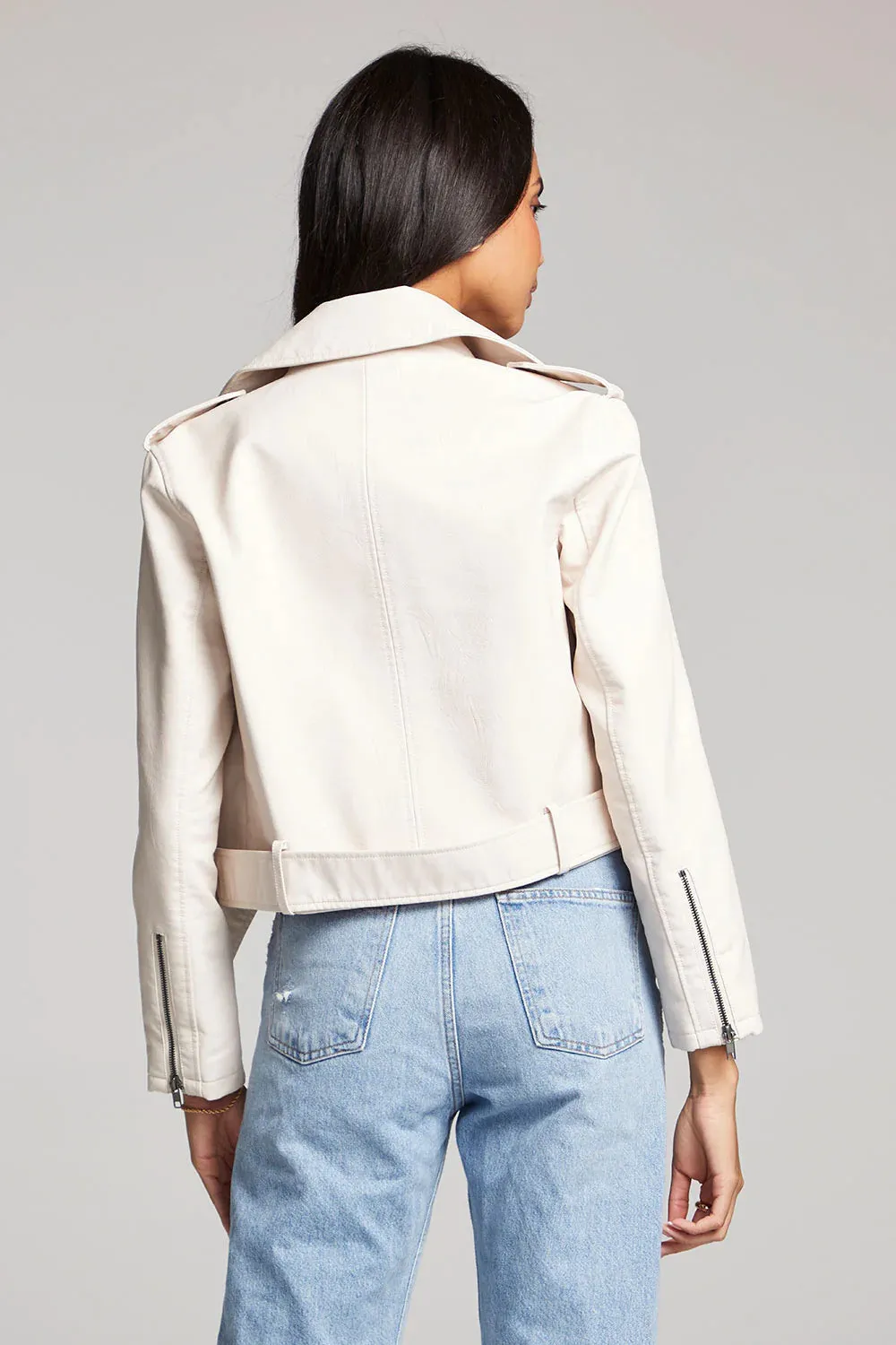VEGAN LEATHER MOTO JACKET-BONE