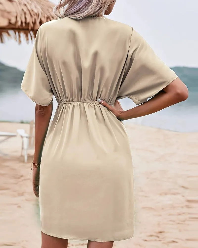 Waist-cinched pleated dress