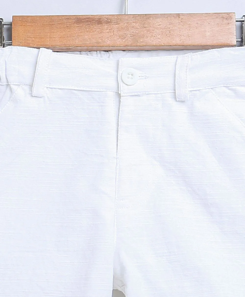 White Cotton Slub Shorts