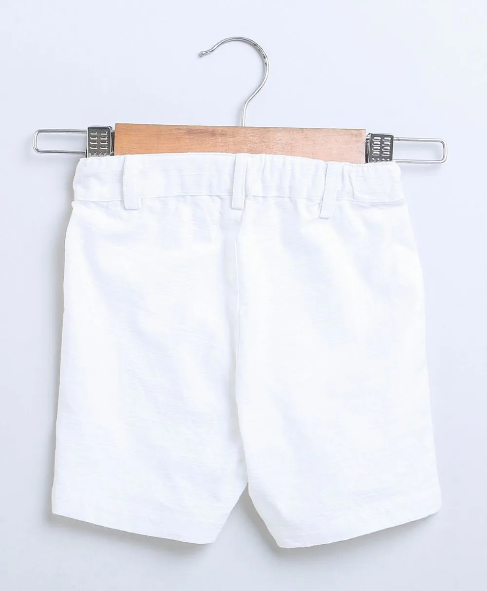 White Cotton Slub Shorts