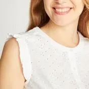White Embroidered and Frilled Blouse