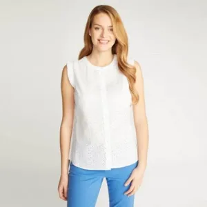 White Embroidered and Frilled Blouse