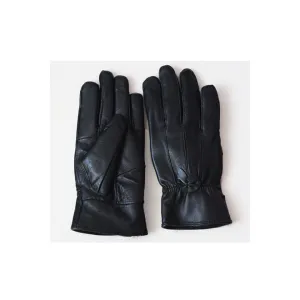 Women Classy Solid Color Thick Warm Leather Gloves - WGC54867
