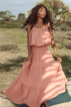 Women's Bella Maxi Skirt (deep coral muslin)