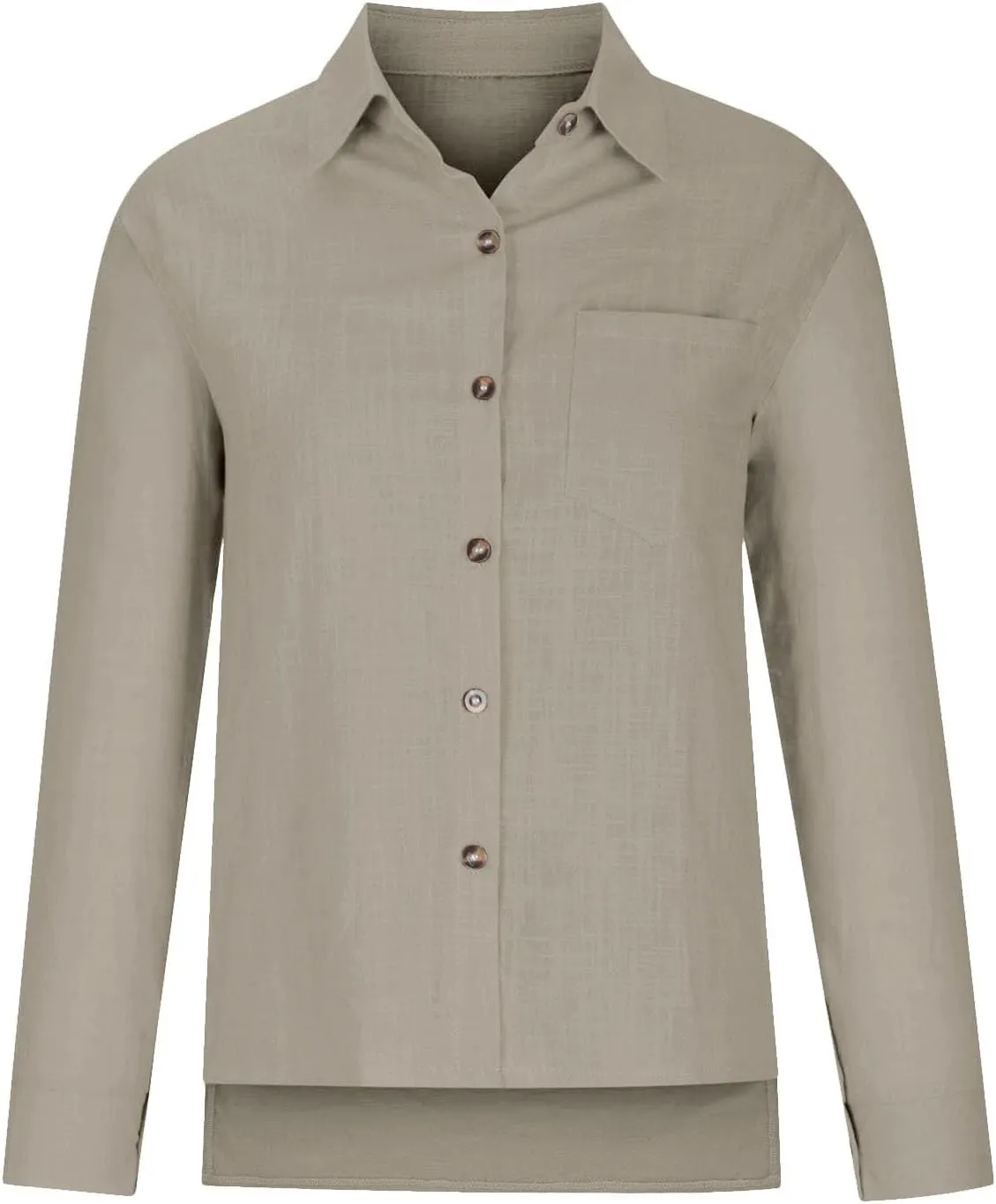 Women's Linen Shirt 2024 Fall Casual Loose Long Sleeve V Neck Blouses Cotton Linen Going Out Vintage Long Sleeve