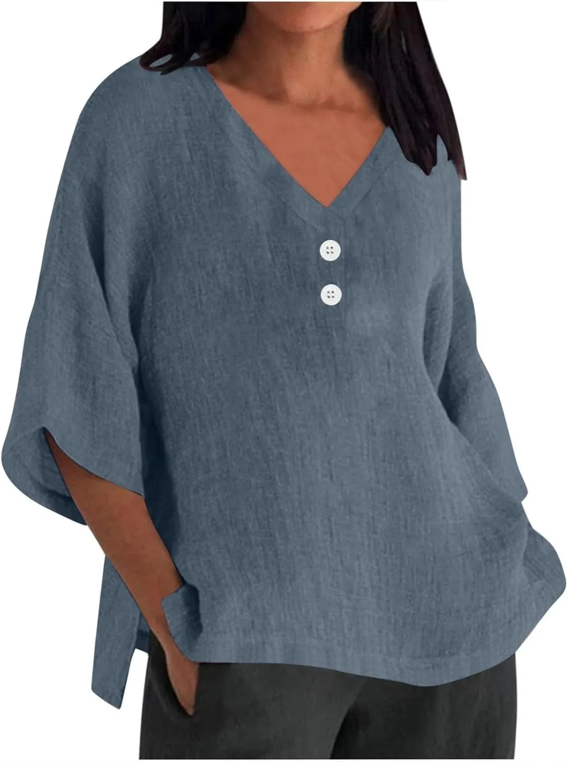 Women's Linen Short Sleeve Top - Breathable Summer Shirt for Women, Soft & Lightweight, Versatile Casual Beach Tee