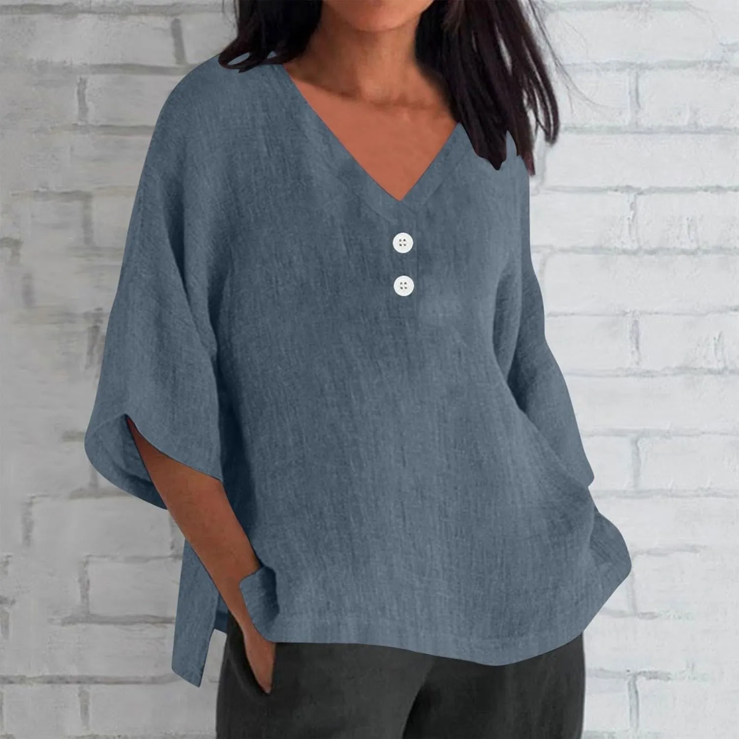 Women's Linen Short Sleeve Top - Breathable Summer Shirt for Women, Soft & Lightweight, Versatile Casual Beach Tee