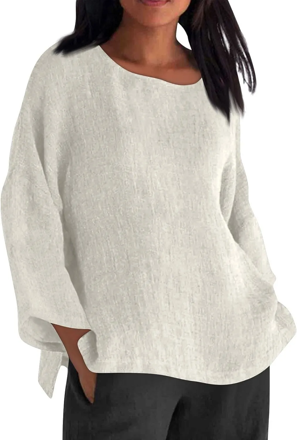 Women's Linen Short Sleeve Top - Breathable Summer Shirt for Women, Soft & Lightweight, Versatile Casual Beach Tee