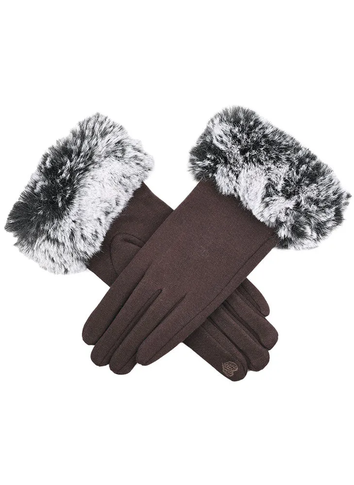 Women's Touchscreen Thermal Gloves with Faux Fur Cuffs